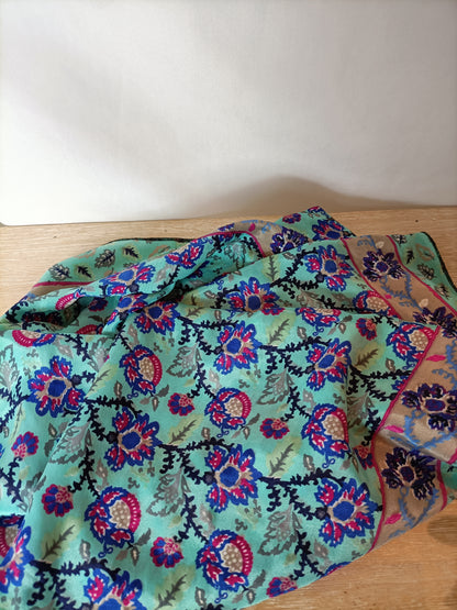 BOUGAINVILIA. Turquoise silk floral pareo