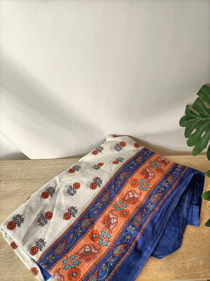 BOUGAINVILIA. White pareo with tile-colored flowers