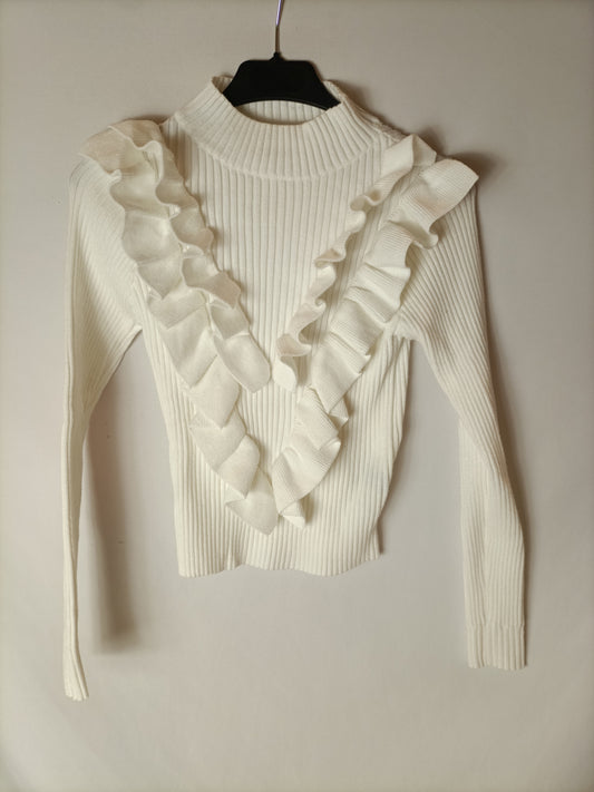 SHEIN. White ribbed Ts sweater