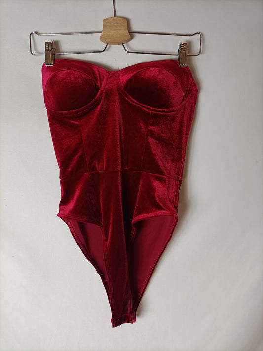 SHEIN. Red Velvet Ts Bodysuit