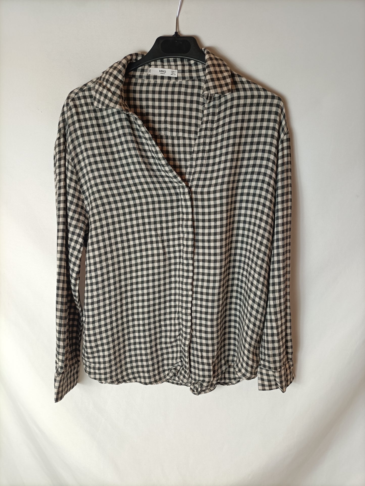 MANGO. Blusa cuadros vichí T.s