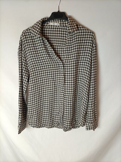MANGO. Blusa cuadros vichí T.s