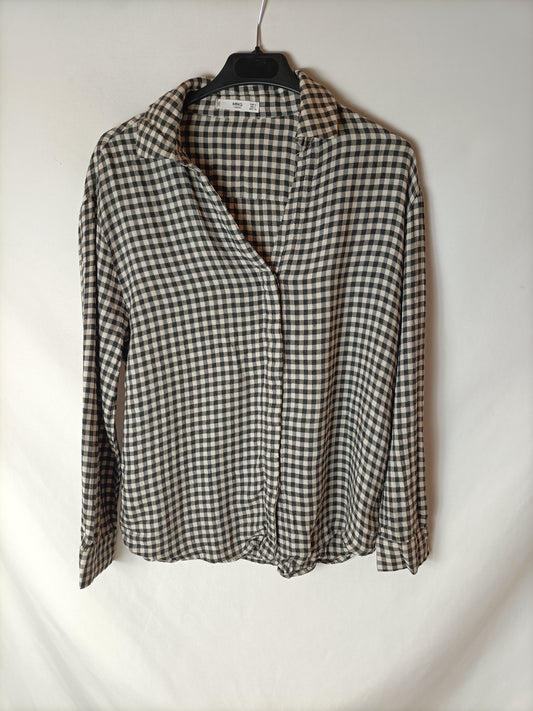 MANGO. Blusa cuadros vichí T.s
