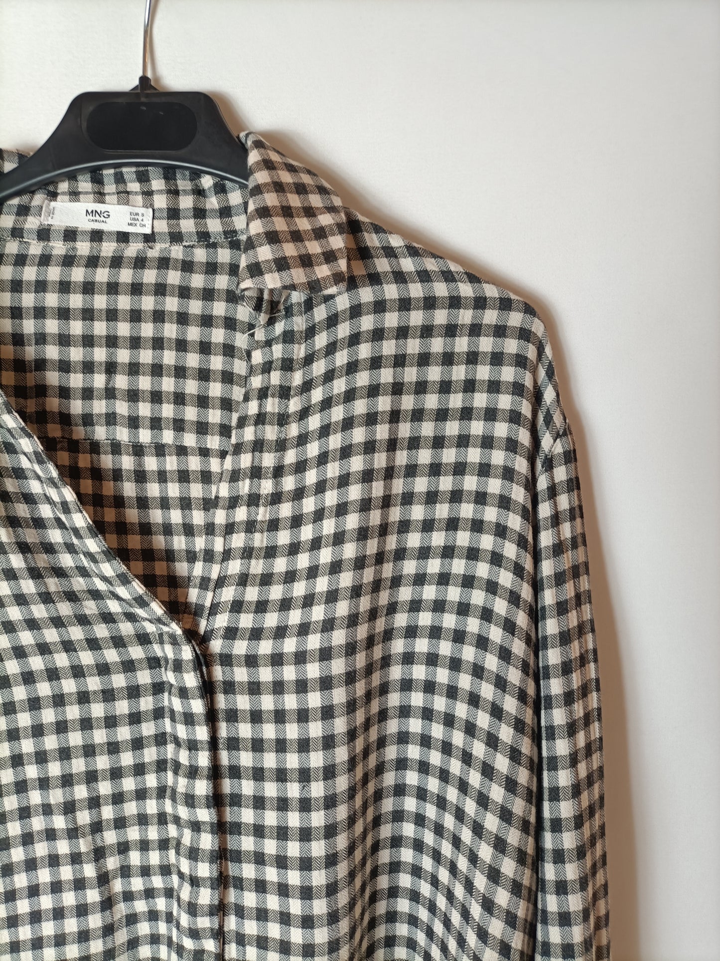 MANGO. Blusa cuadros vichí T.s