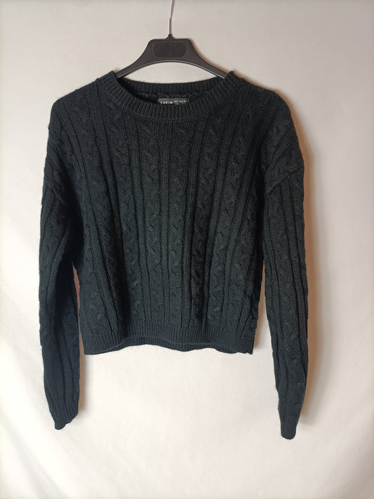 SHEIN. Blue cable knit Ts sweater