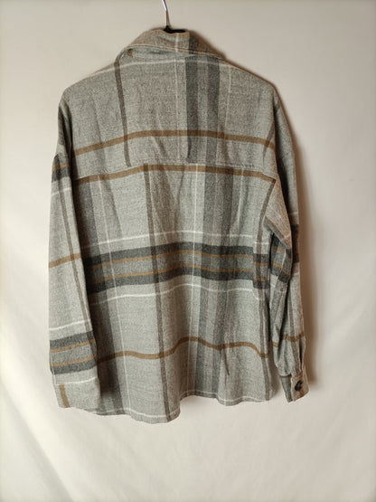 PULL&BEAR. sobrecamisa franela cuadros  T.xs