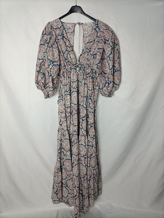 MANGO. Vestido azul estampado. T S