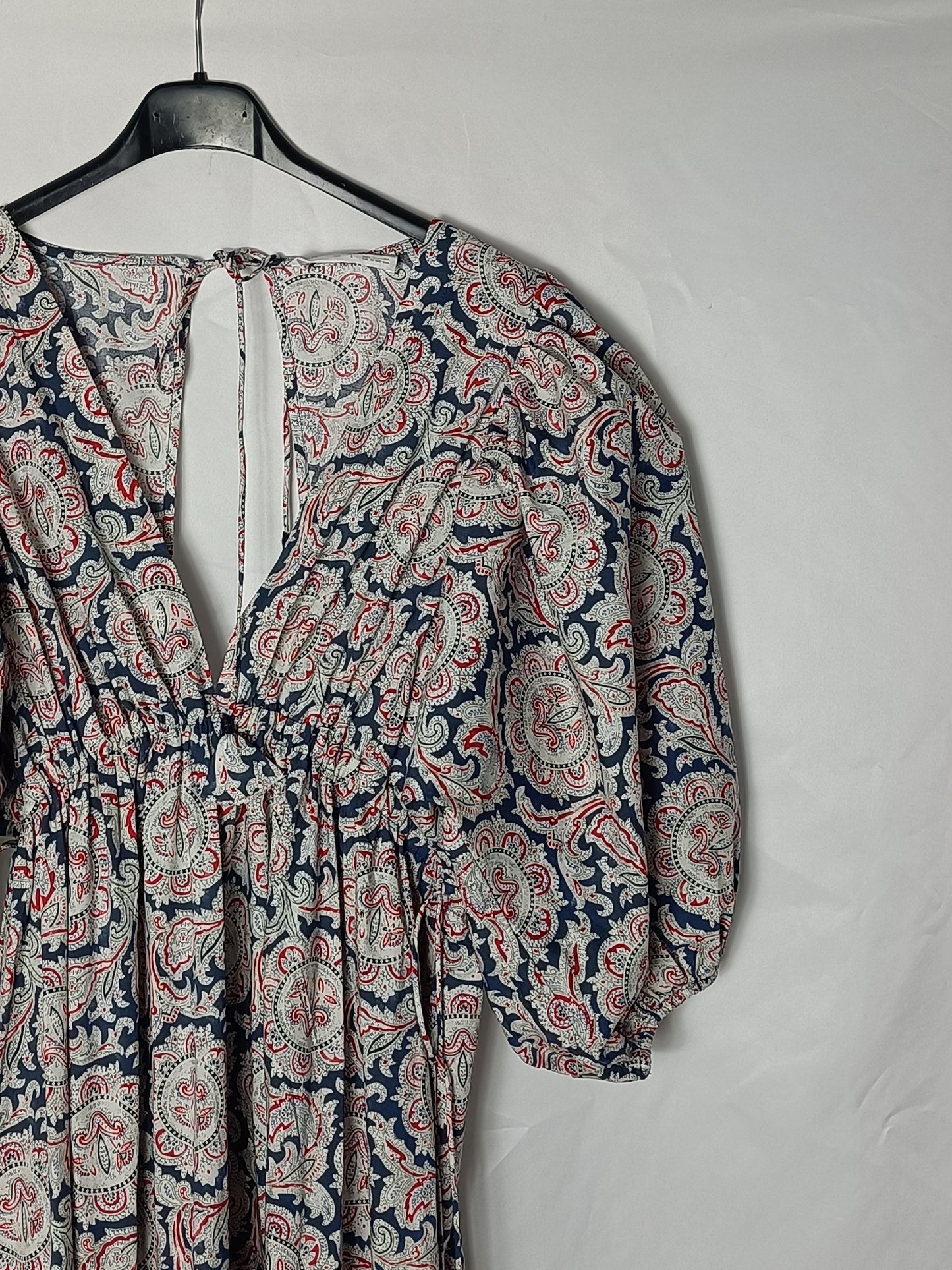 MANGO. Vestido azul estampado. T S