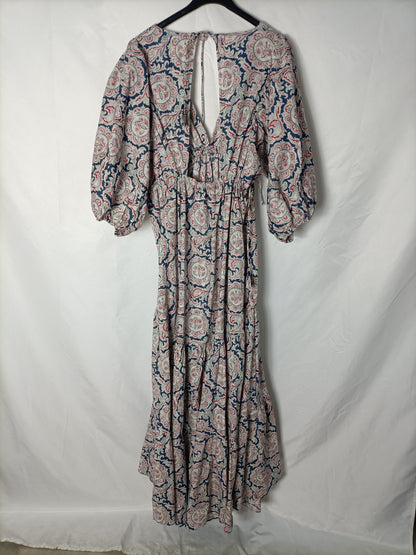 MANGO. Vestido azul estampado. T S