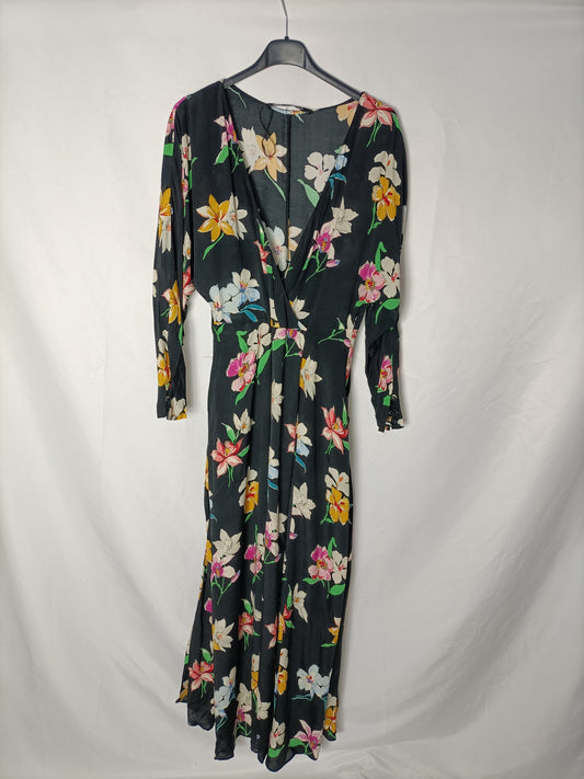 ZARA. Black floral print dress. XS (S)