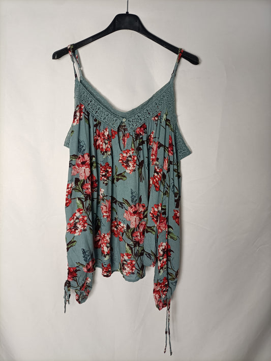 ABERCROMBIE&amp;FITCH. Blue floral off-the-shoulder blouse. TM