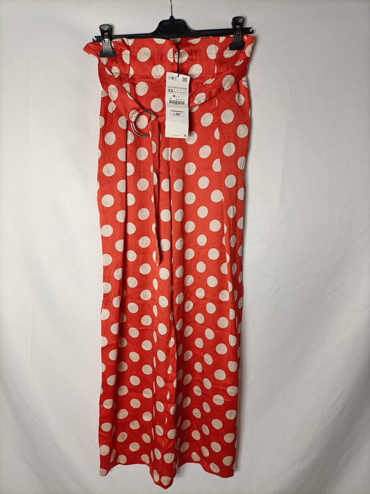 ZARA. Orange polka dot palazzo pants. Size XS