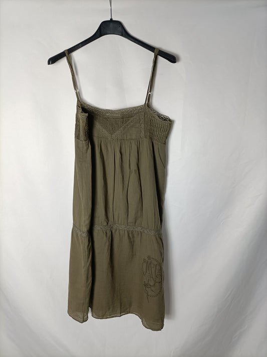MAJE. Khaki green strapless dress. TS