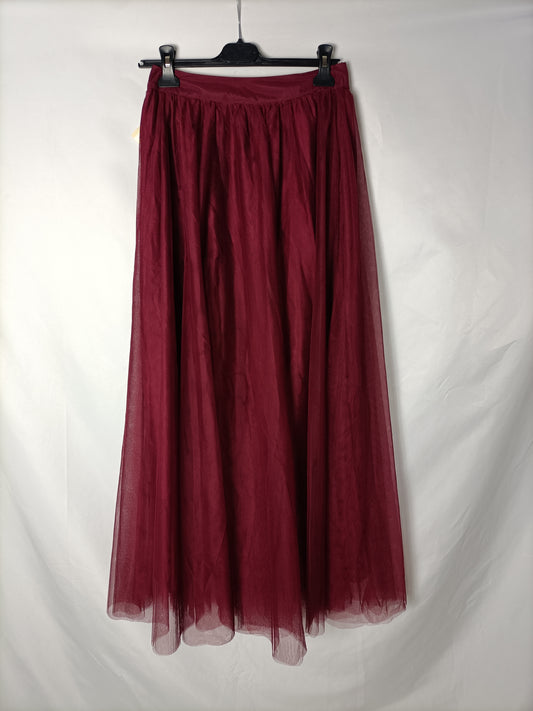 WISH. Falda midi tul burdeos. T S