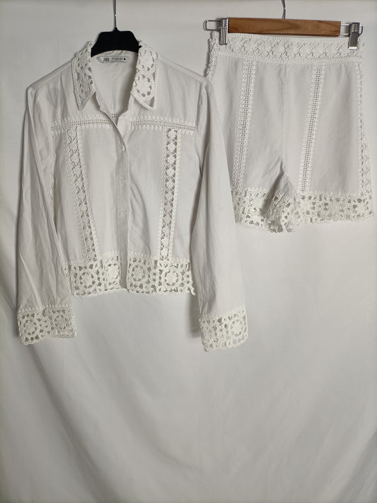 ZARA. Total look white cork T.xs