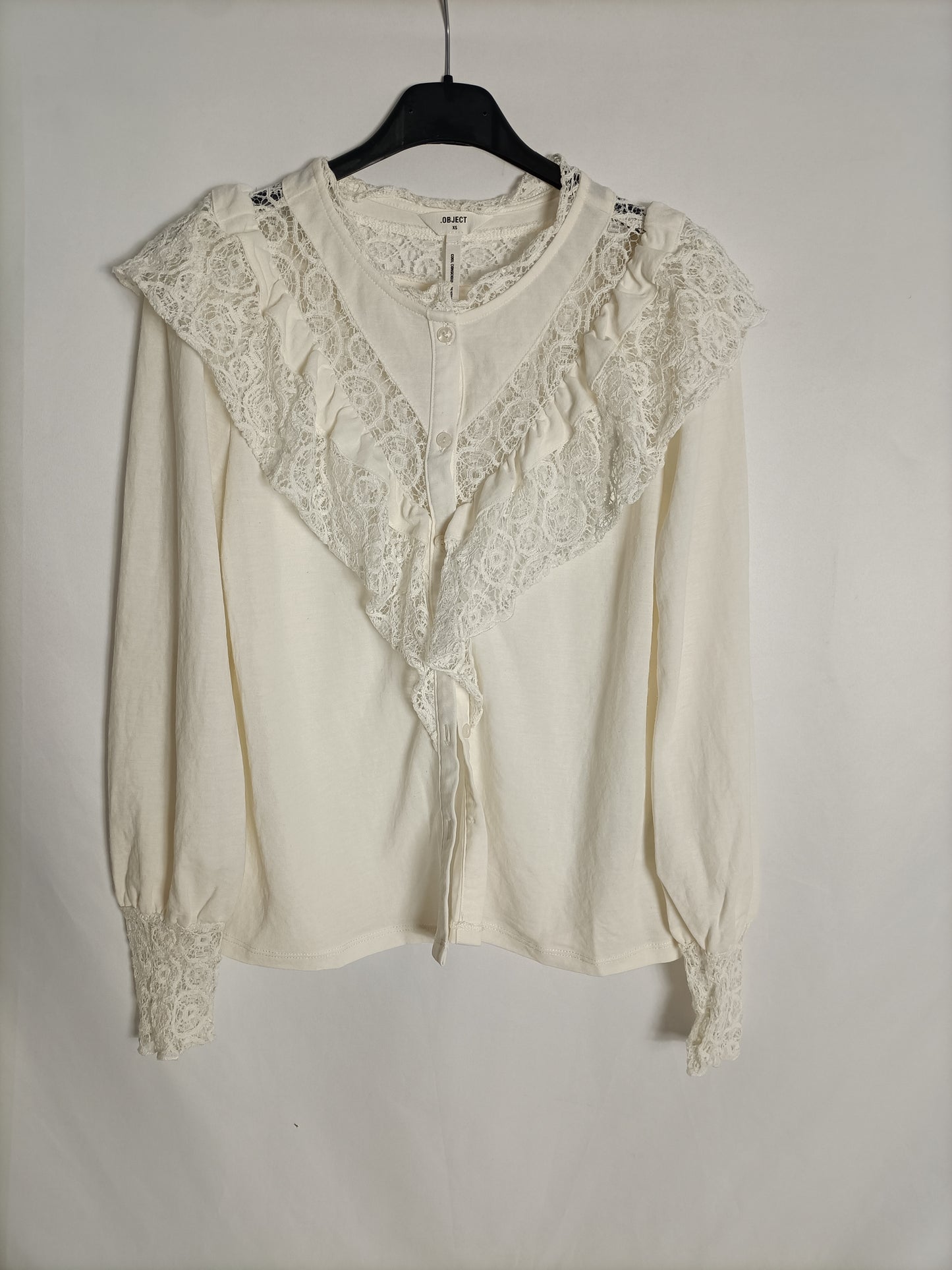 OBJECT.Blusa blanca encaje T.xs