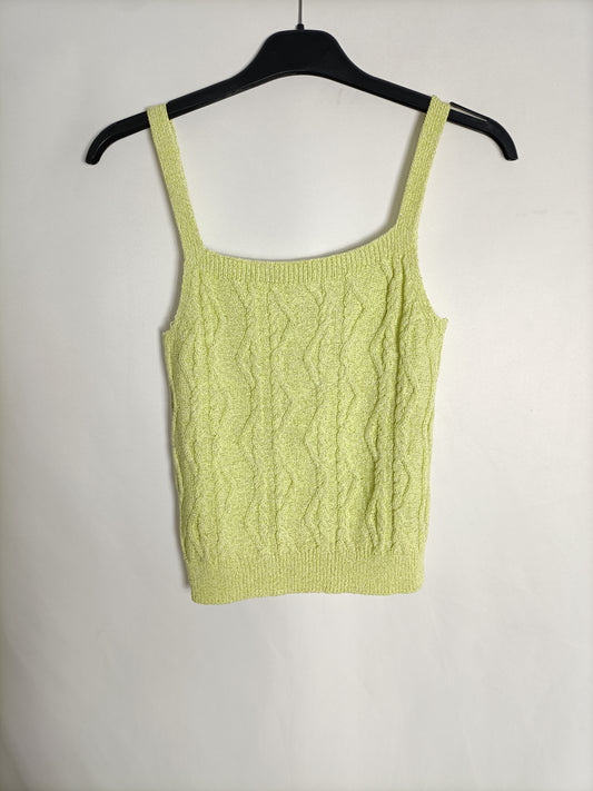 MANGO . Top verde lima hilos plata T.s