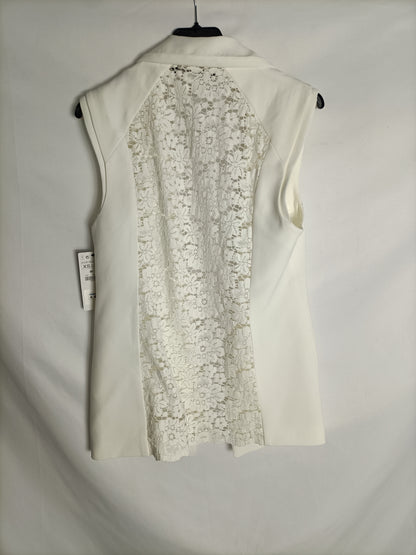 ZARA.White vest with lace detail S.XS