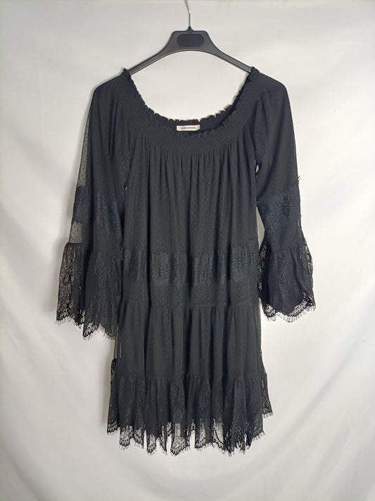 MARIA GRANDES. Black lace dress TS/M