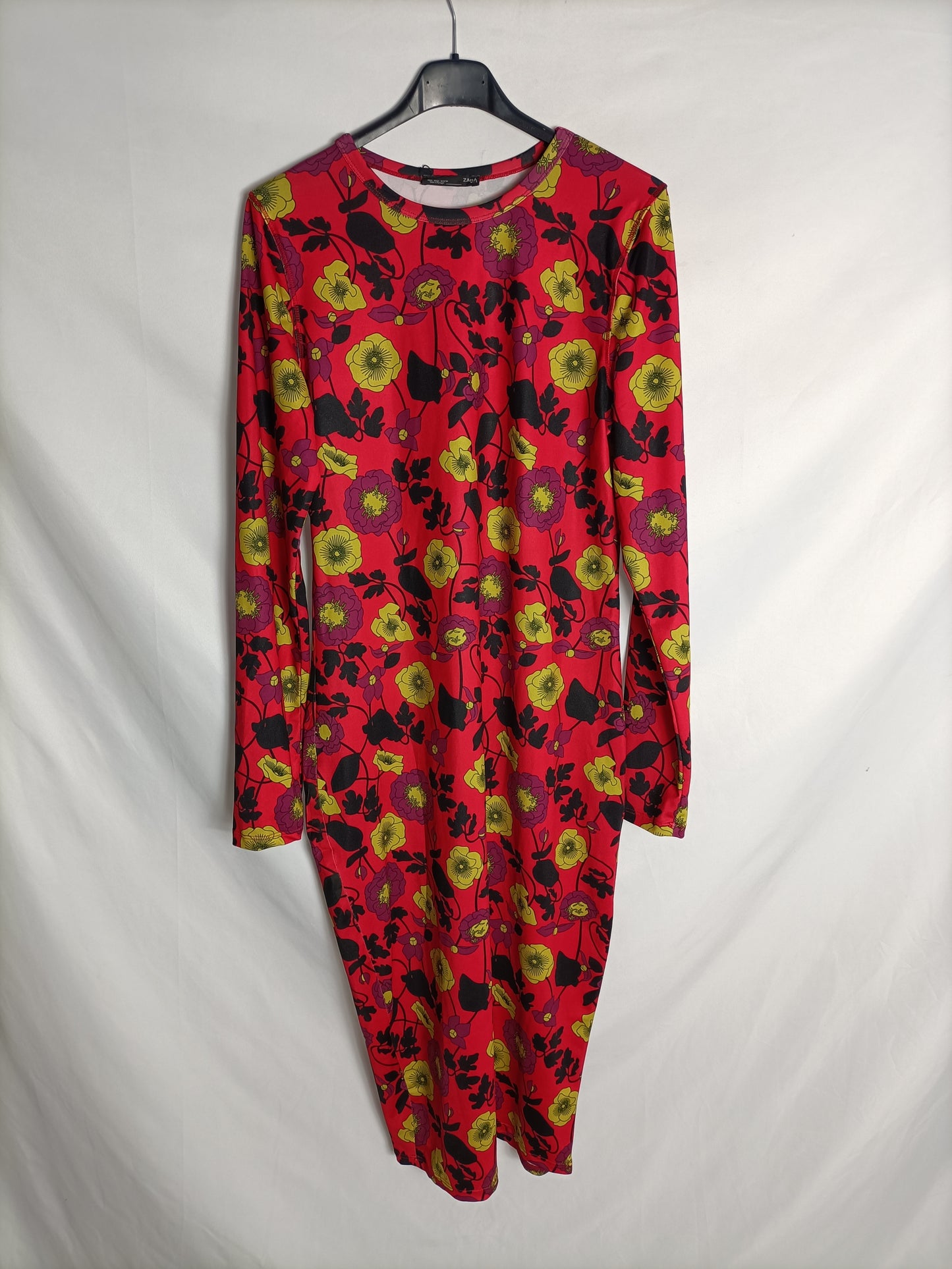 ZARA. Red printed lycra dress. TM