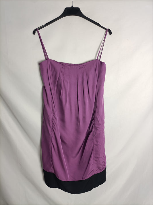 ALBA CONDE. Purple strapless dress, size 38