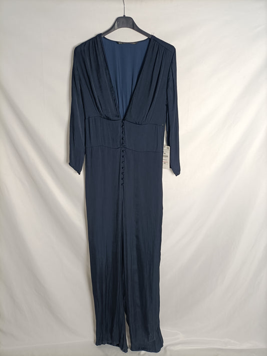 ZARA. Flowing blue jumpsuit with buttons TM