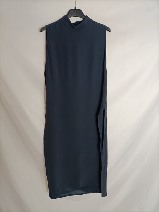 ZARA. Top largo tipo vestido azul marino t. S