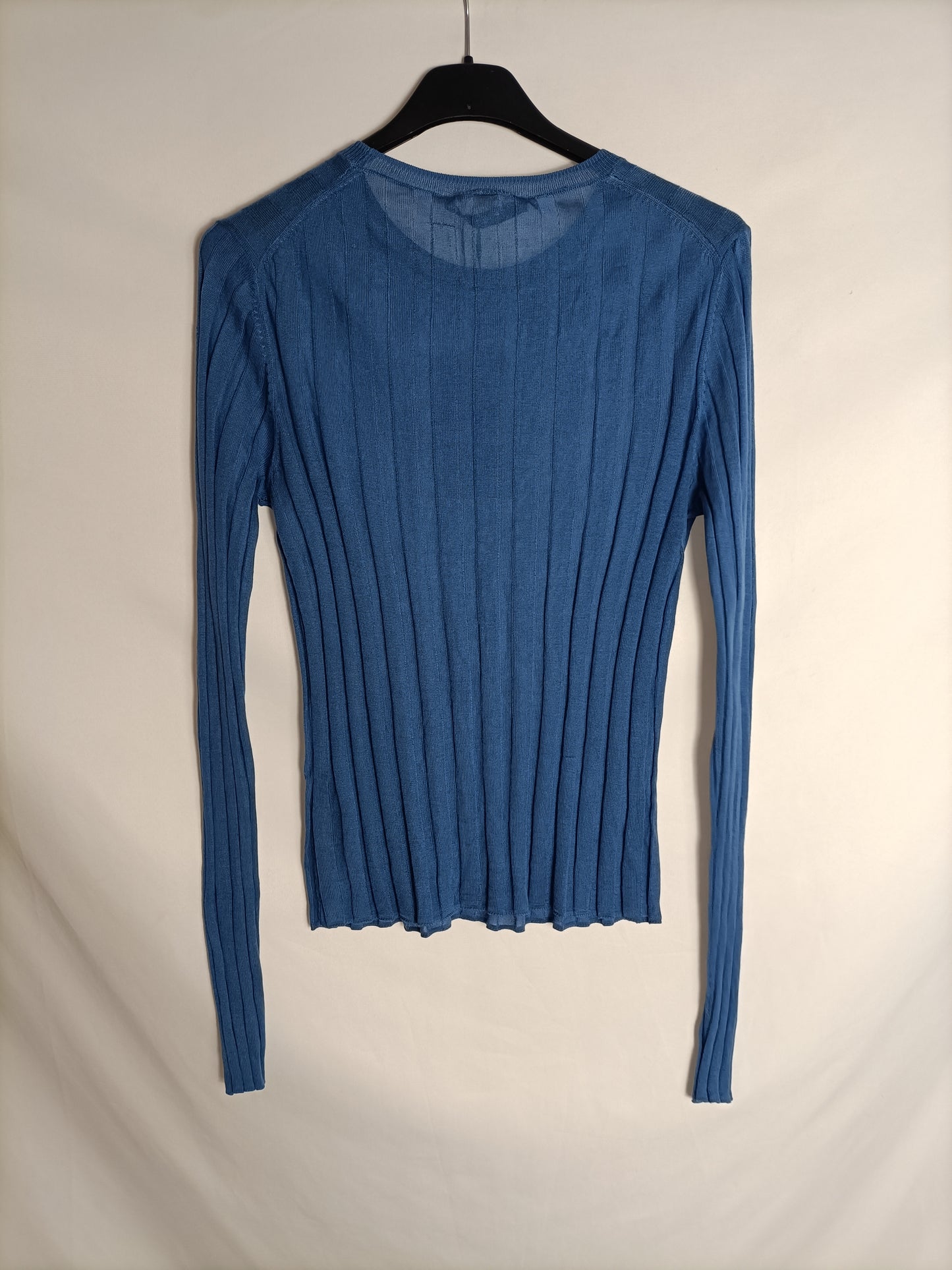 ZARA. Top azul manga larga t. S