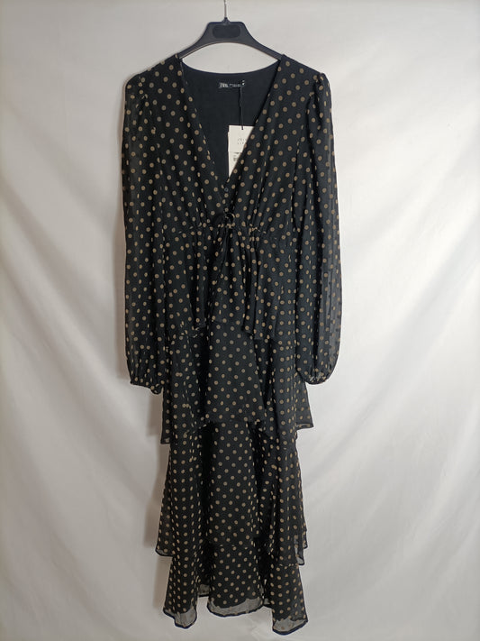 ZARA. Black polka dot Ts dress