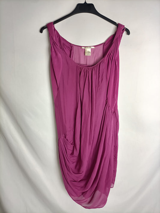 TONY COHEN. Vestido violeta seda t. S
