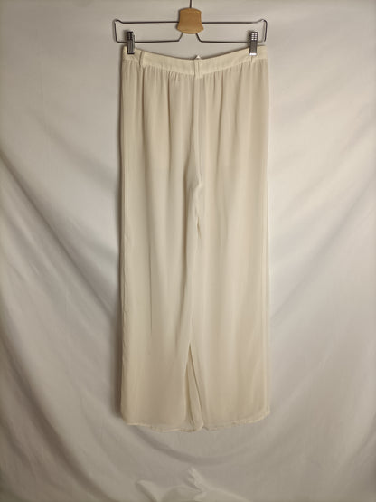 ZARA. Pantalón blanco fluido t. XS