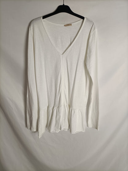 OTHERS. White long-sleeved top, size U (M/L)