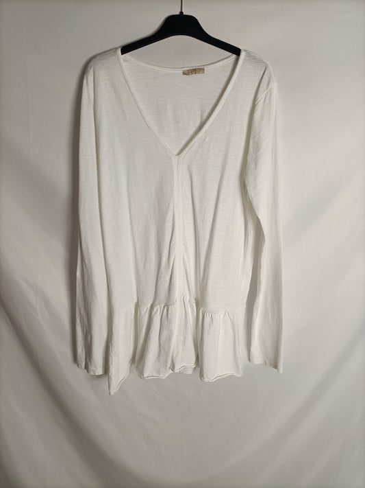 OTHERS. White long-sleeved top, size U (M/L)
