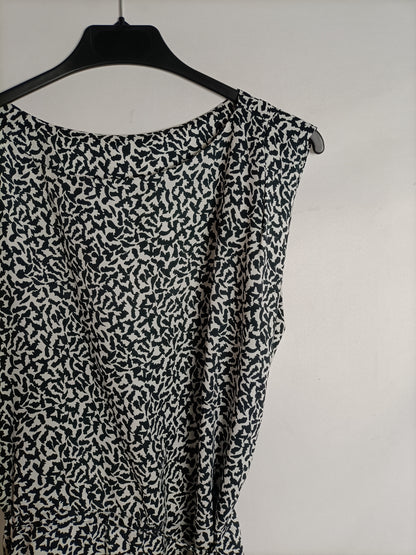MANGO. Vestido animal print blanco y negro t. M