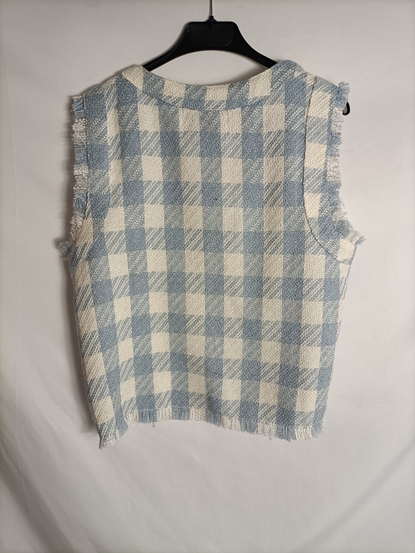 STRADIVARIUS. Chaleco cuadros azul t. L