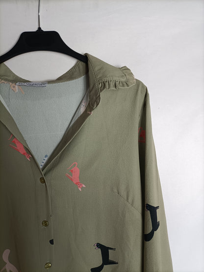 VALENTINA. Camisa fluida estampado gatos T.L