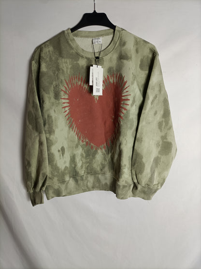 ZARA. Sudadera verde tie dye T.10