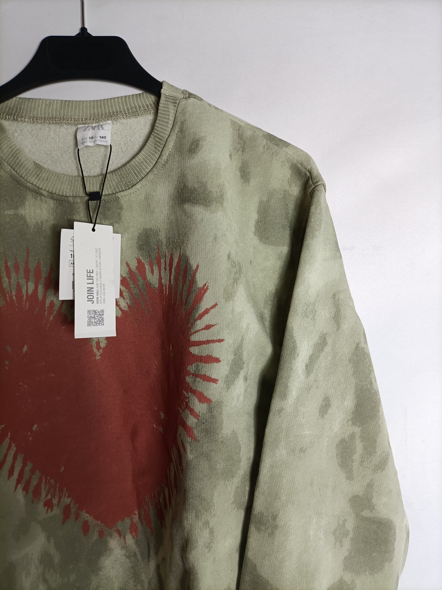 ZARA. Sudadera verde tie dye T.10