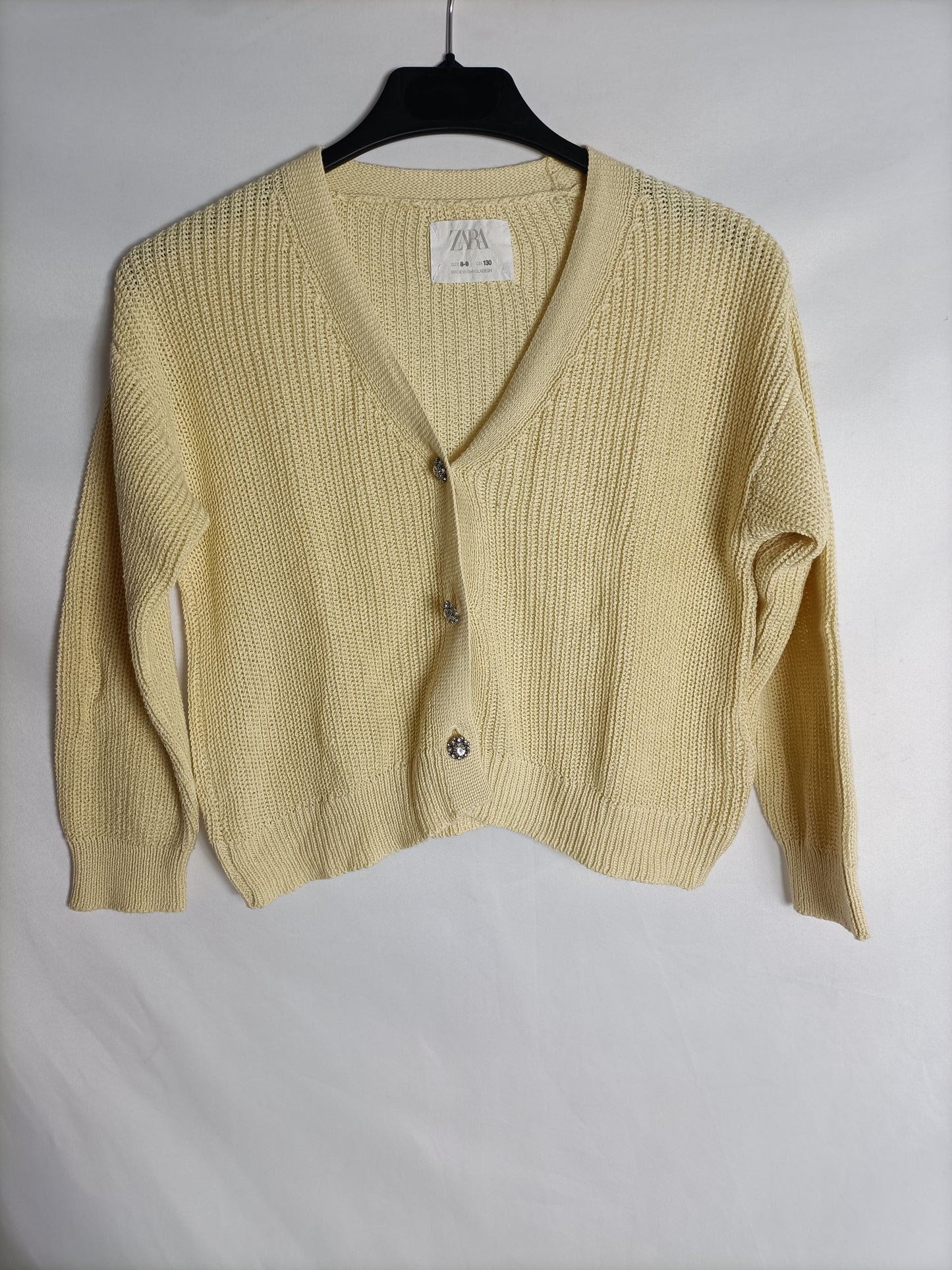ZARA. Yellow buttoned cardigan, size 8-9 years