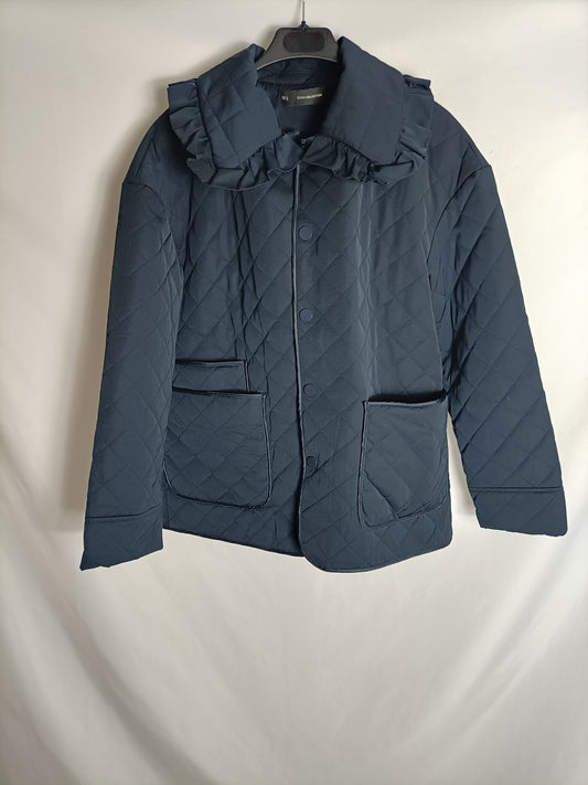 SFERA. Abrigo azul guateado T.m