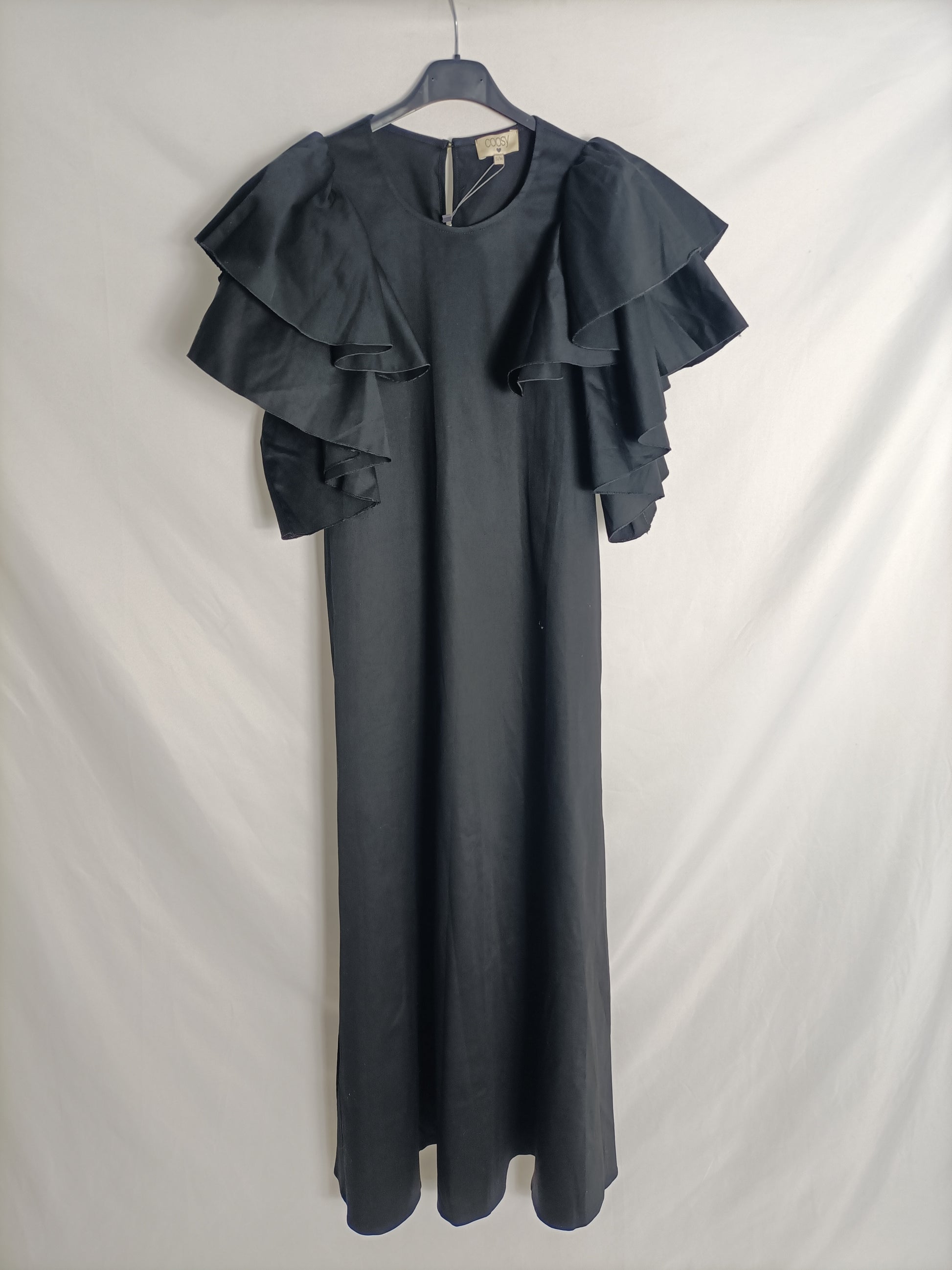 Vestido largo negro volantes – Hibuy market