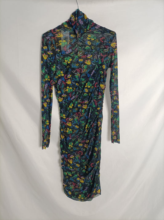 BIMBA Y LOLA. Black mesh midi dress Ts