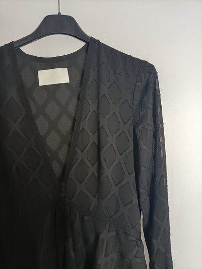 H&amp;M. Black midi dress with ruffles, size 36