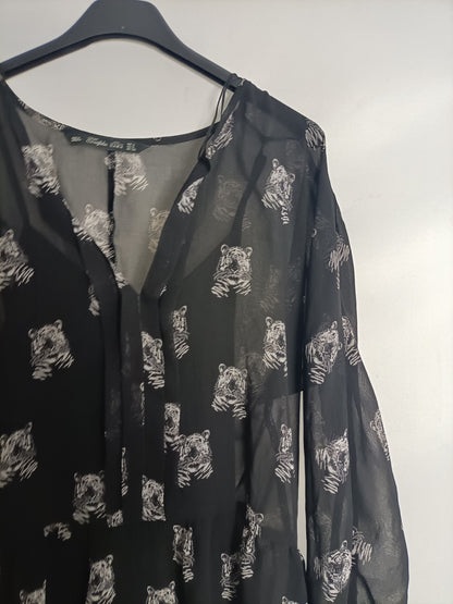 ZARA. Vestido negro tigres T.s