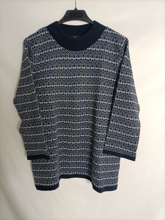 CORTEFIEL. Large navy blue printed sweater