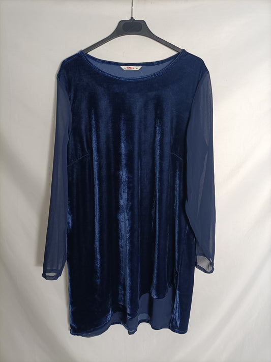 LEFTIES. Blue velvet dress, size XL