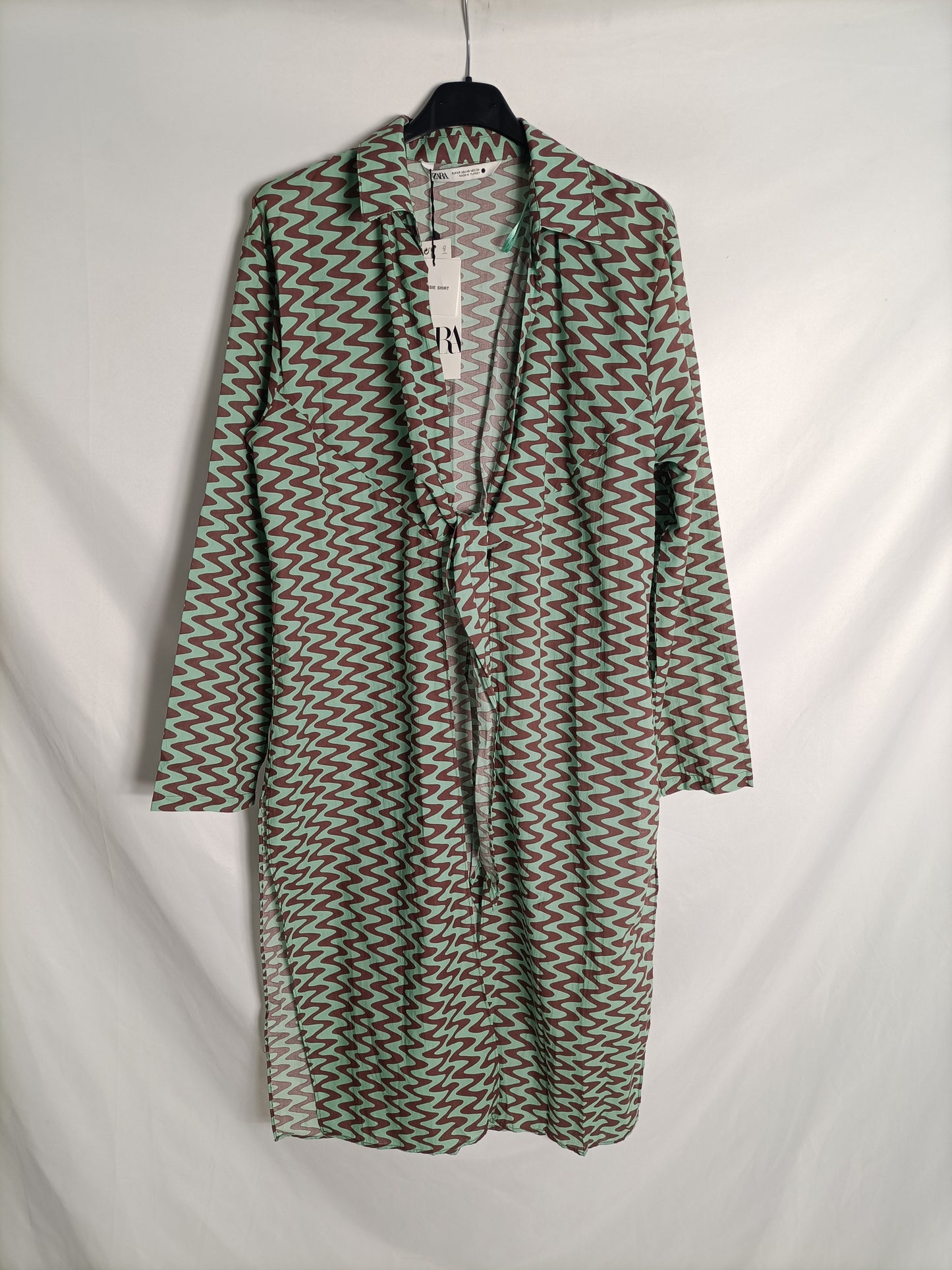 ZARA. Green and brown striped jacket T.xs