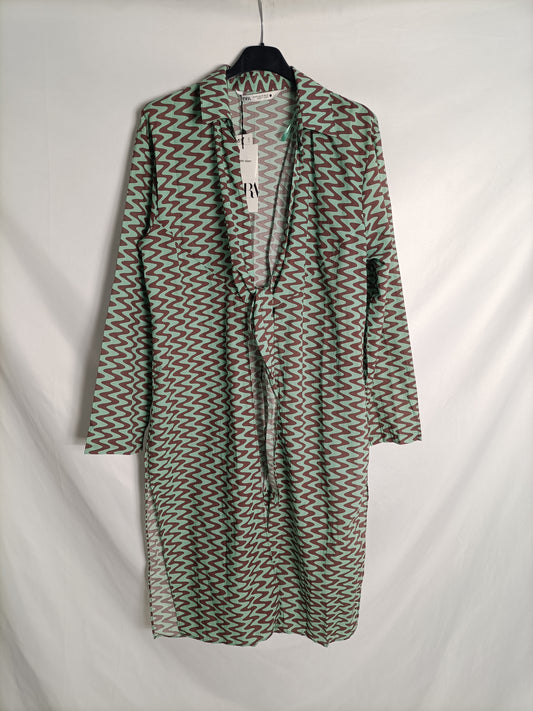 ZARA. Green and brown striped jacket T.xs