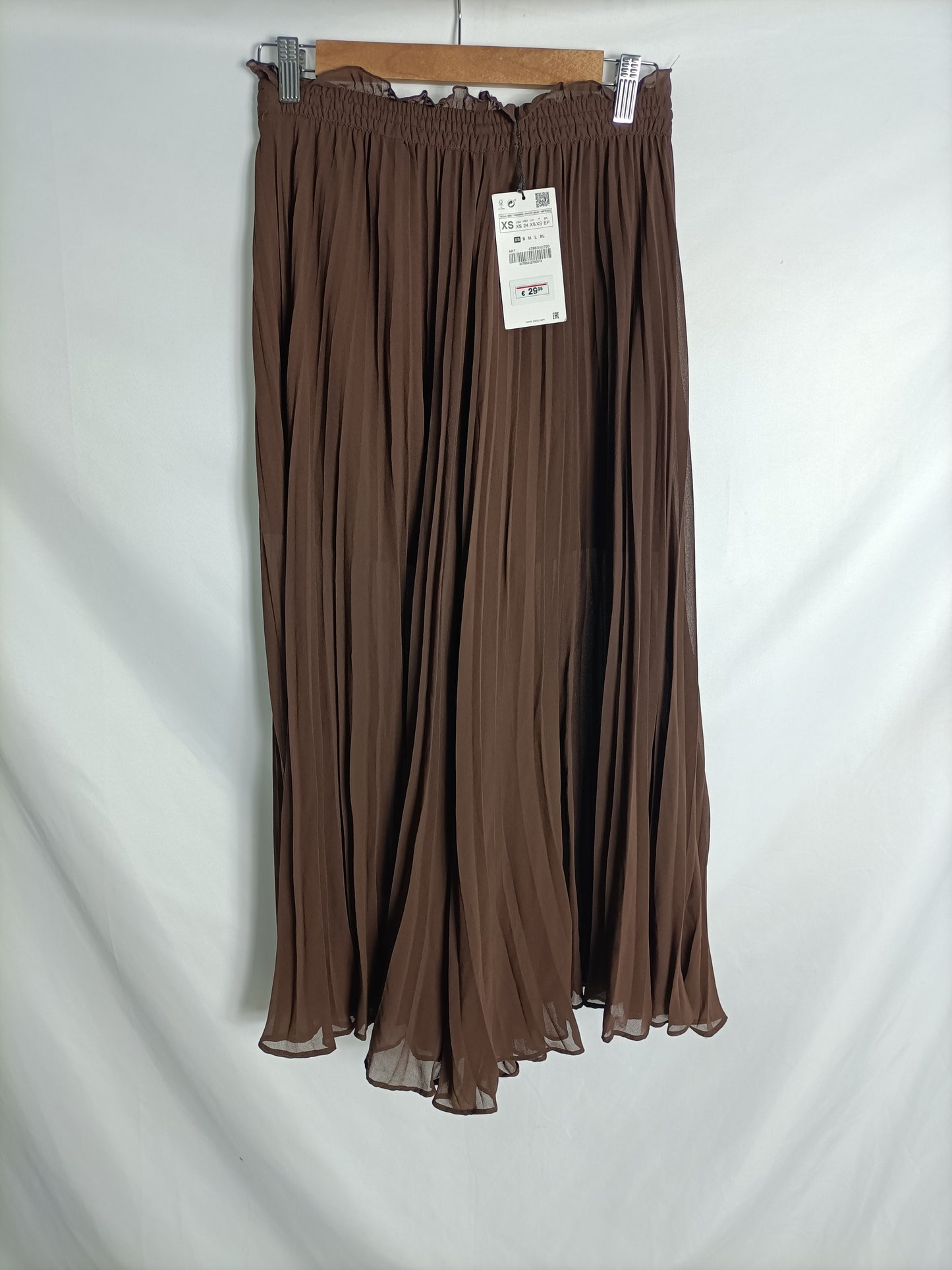 ZARA. Brown pleated palazzo pants S.XS