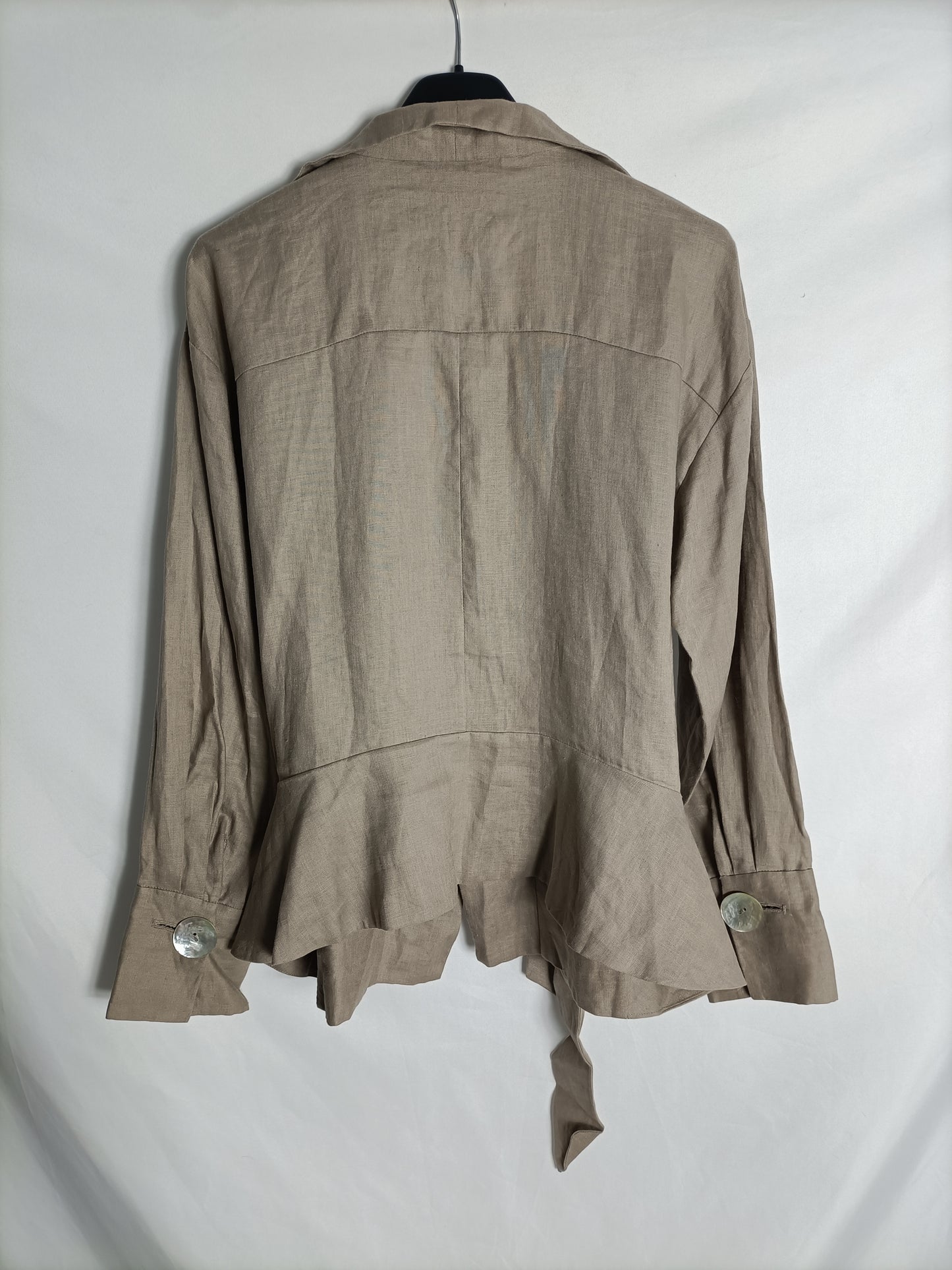 ZARA. Chaqueta lino beige T.xs